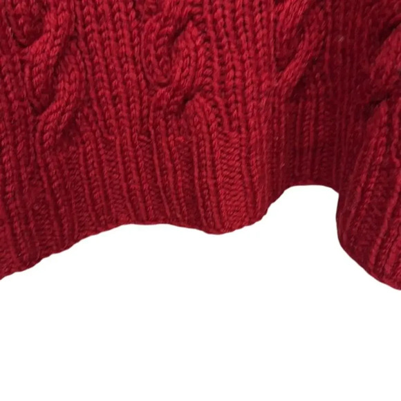 Chunky Handknit Red Holiday Christmas Warm Winter Pullover Sweater Size Large - Picture 2 of 4